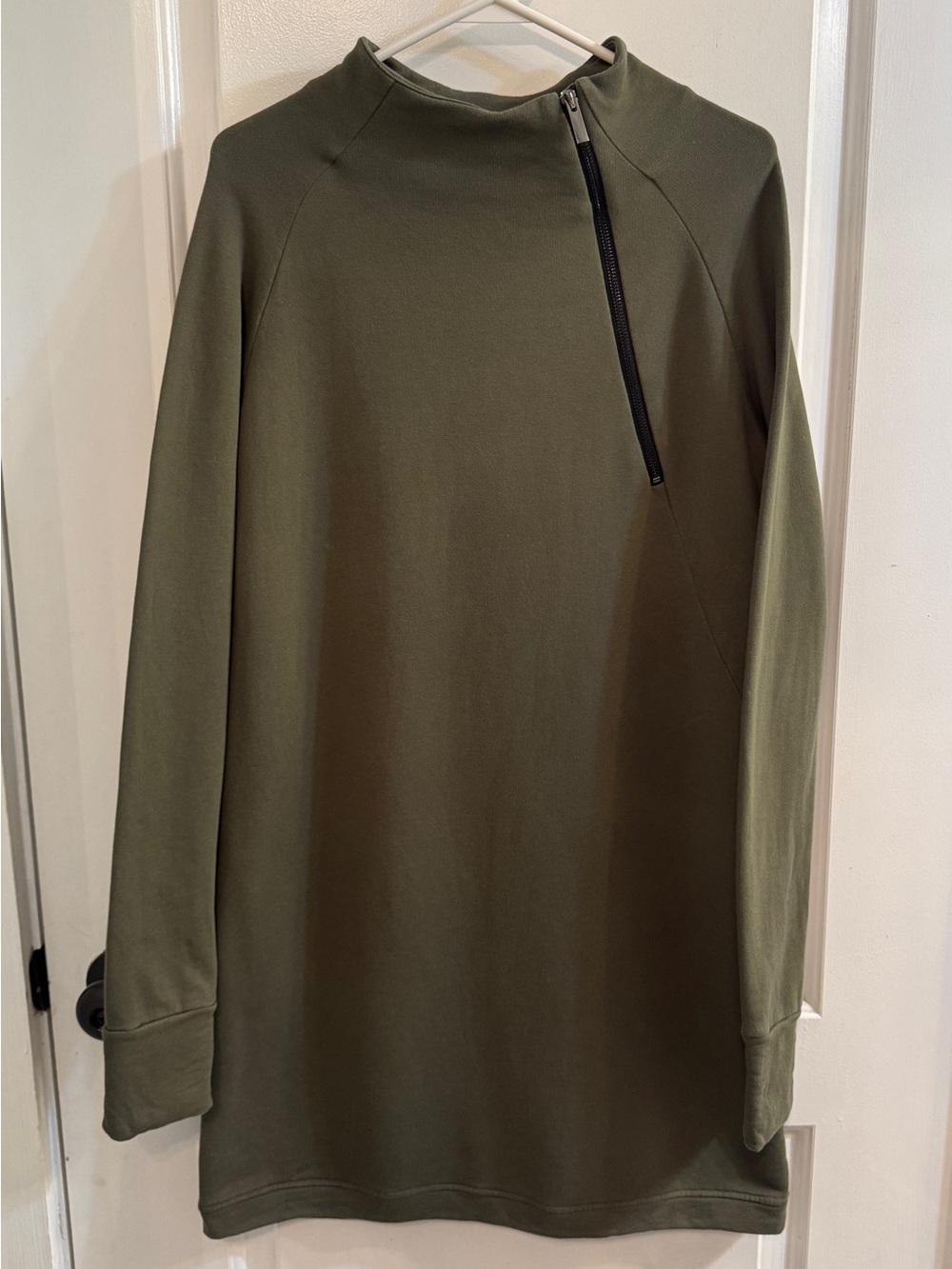 Marcella NYC Alani Sweatshirt Dress
European French Terry Turtleneck Olive Large